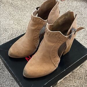 Not rated suede tan heeled booties size 8